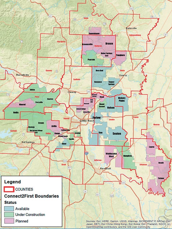Arkansas Connect2First map