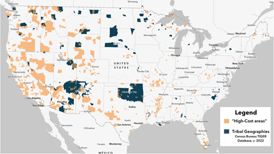 Tribal High Cost Areas map Tribal High Cost Areas map