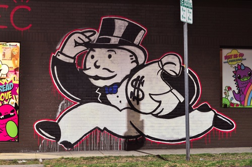Monopoly Mr Money Bags street art