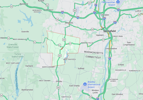 Southwick MA Google Map screenshot