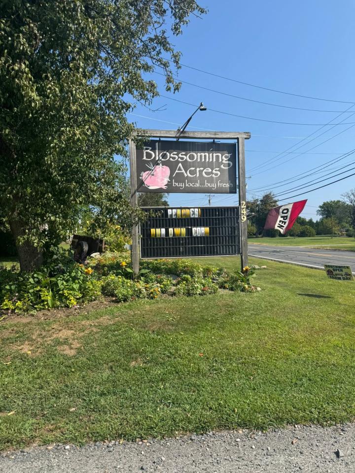 Southwick MA Blossoming Acres sign