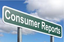 Sign reads: "Consumer Reports"