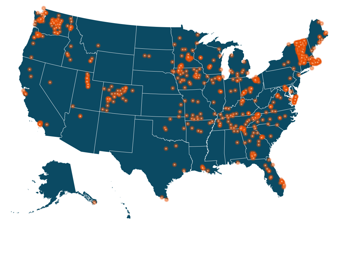Municipal networks across the U.S. map Municipal networks across the U.S. map